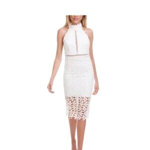 Bardot Gemma Halter Lace Sheath Dress White Size 8 Lace Wedding Special Occasion